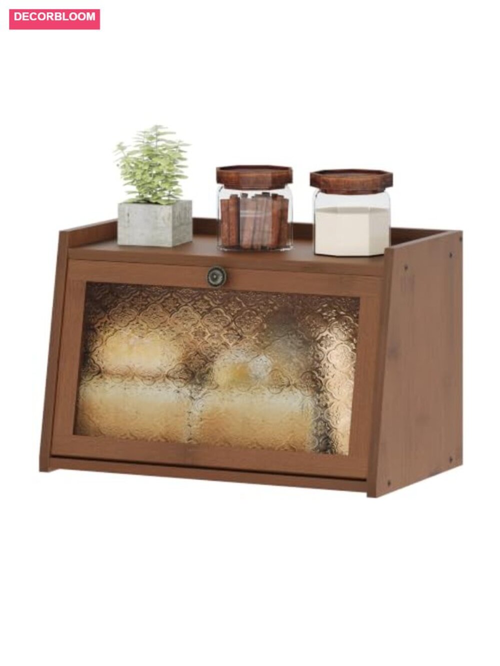 Bamboo Bread Box with Vintage Embossed Door, Large Capacity Kitchen Storage,